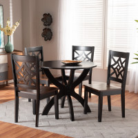 Baxton Studio Anila-Dark BrownWalnut-5PC Dining Set Baxton Studio Anila Modern and Contemporary Two-Tone Dark Brown and Walnut Brown Finished Wood